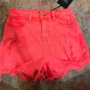 Women's Pink Distressed Shorts
